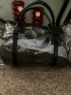 Max Studio Clear Travel Duffle with Black Trim